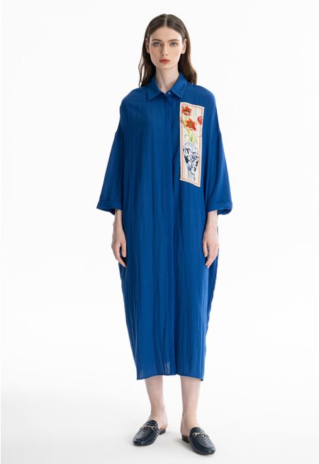 Single Printed Rectangle Solid Maxi Dress -Sale