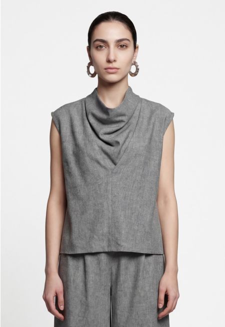 Sleeveless Draped Neck Top