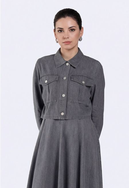 Solid Cropped Jacket