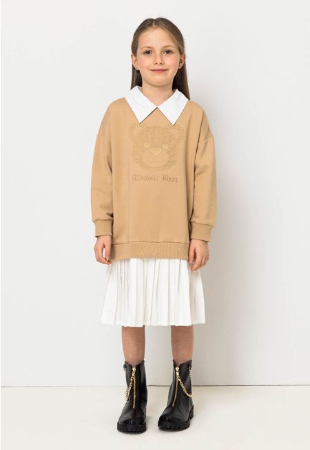 Classic Bear Textured Sweatshirt Dress