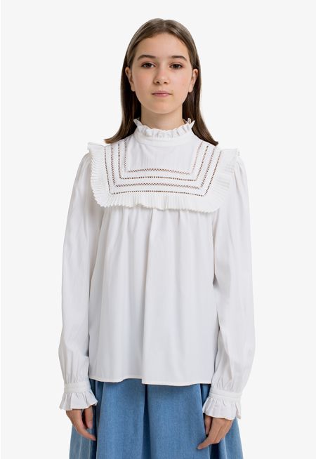 Lace Embellished Solid Blouse