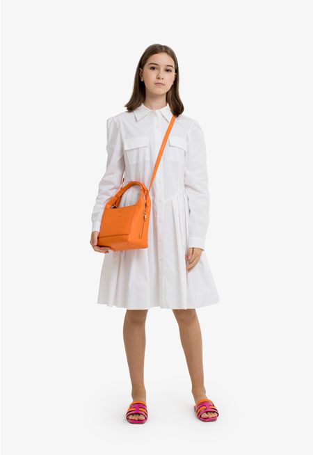 Classic Buttoned Pleated Shirt Dress