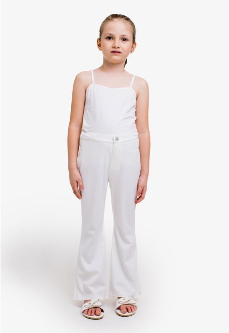 Slit Hems Elastic Trousers