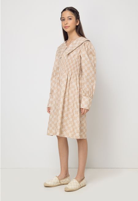 Elastic Waist Monogram Dress
