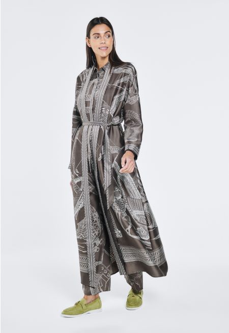 Printed Belted Maxi Abaya- Ramadan Style