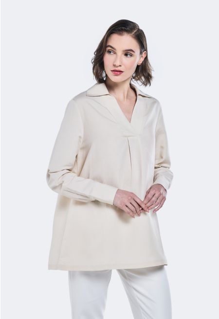 V- Neck Linen Blouse