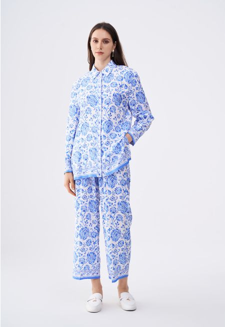 Floral Print Elasticated Waist Trousers
