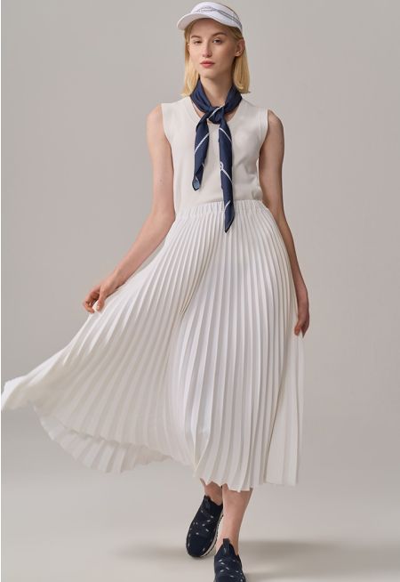 Solid Pleated Skirt