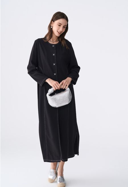 Embroidered contrast Abaya