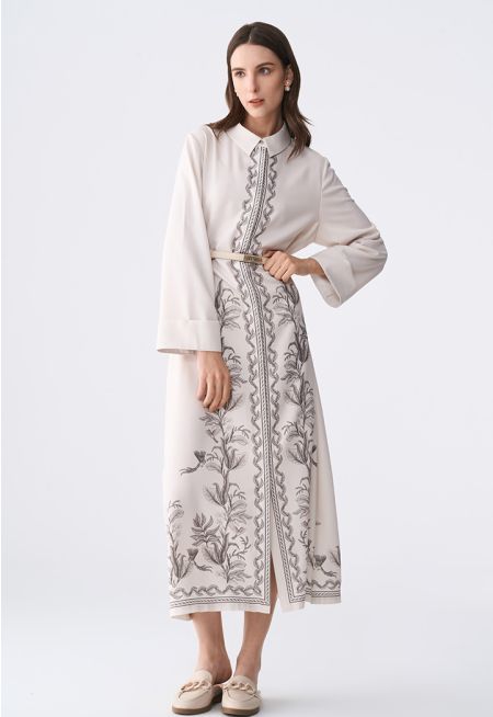 Printed Loose Fit Abaya