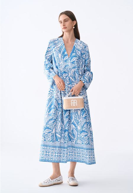 Printed Oversized V-Neck Dress