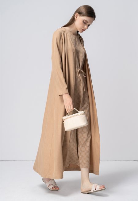 Drawstring Waist Dress & Abaya Set