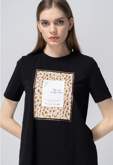 Rubber Print Round Neck T-Shirt