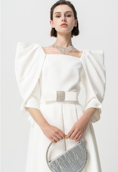 Square Neck Pleated Blouse