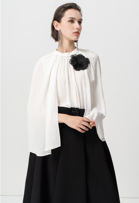 Single Tone Round Neck Pleated Blouse