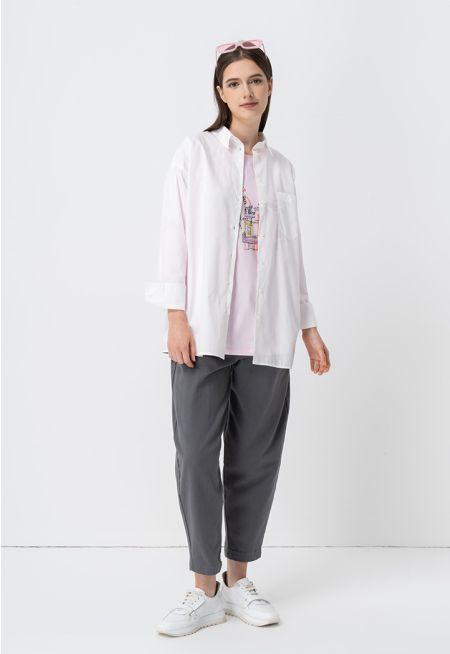 Semi Baggy Denim Solid Pants