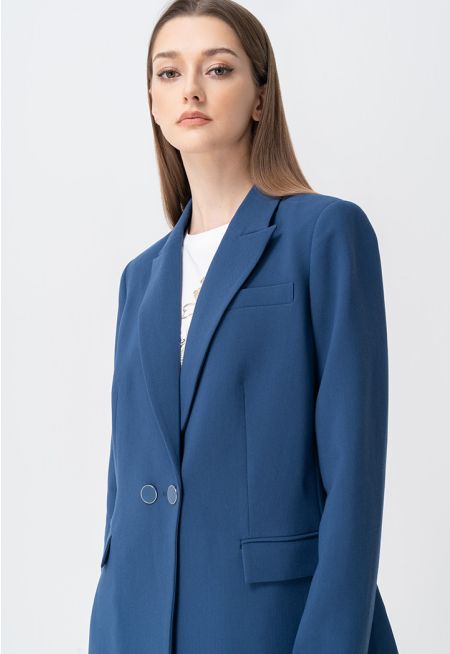 Double Breasted Notched Collar Blazer