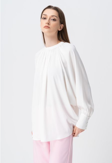 Solid Raglan Sleeves Blouse 