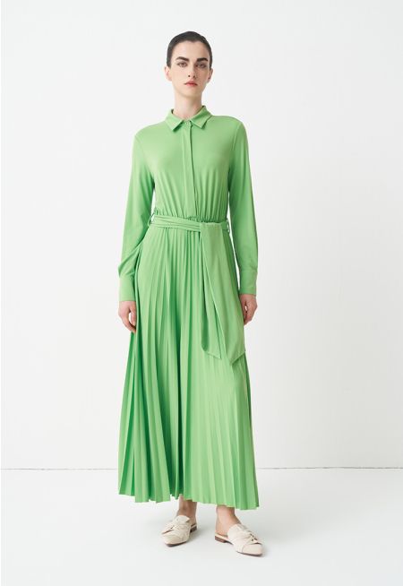 Solid Half Button Maxi Dress