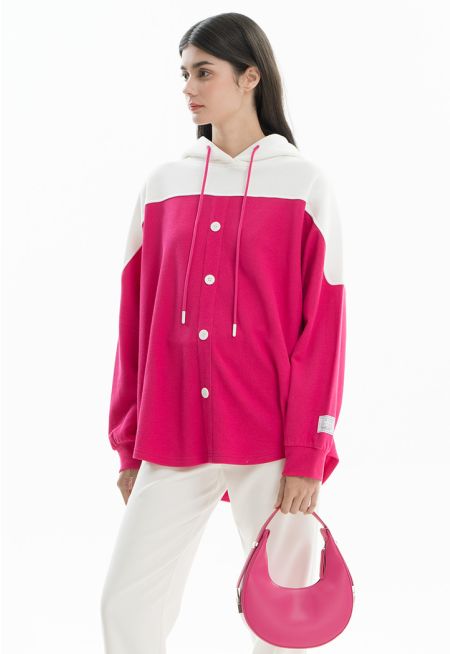 Two Tone Hoodie Blouse -Sale