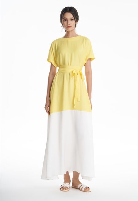 Bright Contrast Maxi Tiered Dress -Sale