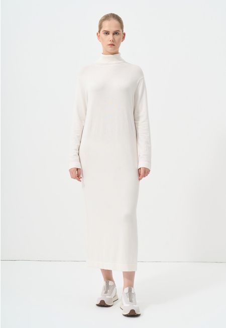 Solid Long Sleeve High Neck Dress