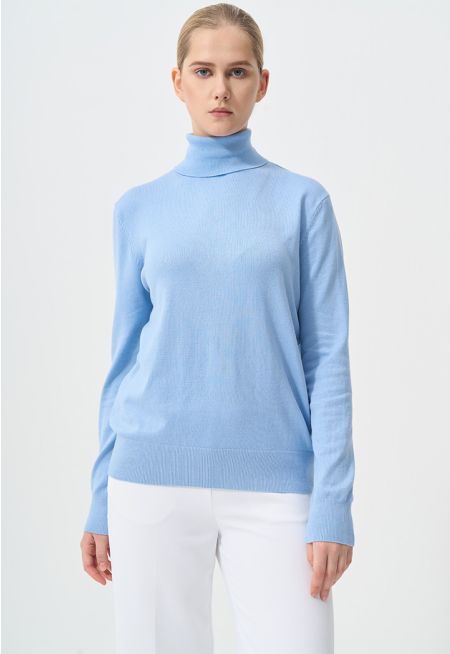 Single Tone High Neck Knitted Top