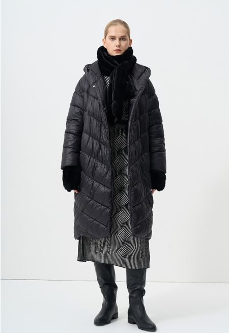 Quilted Solid Belted Midi Jacket 