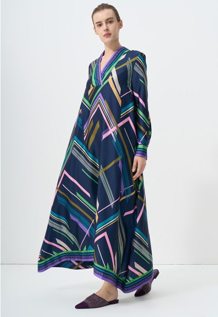 Long Sleeve Printed Maxi Dress