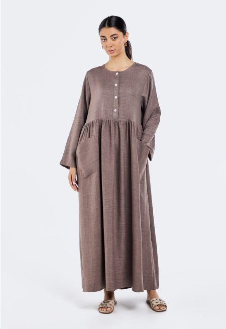 Solid Buttoned Dress