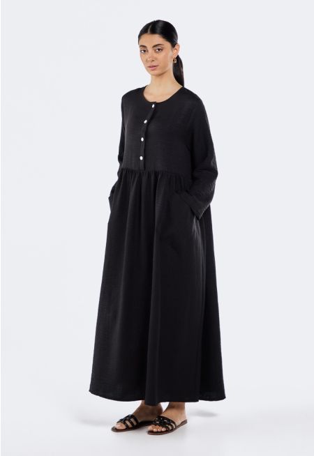 Solid Buttoned Dress