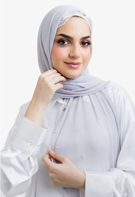Crystal and Lace Embellished Hijab