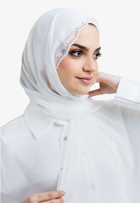 Crystal and Lace Embellished Hijab