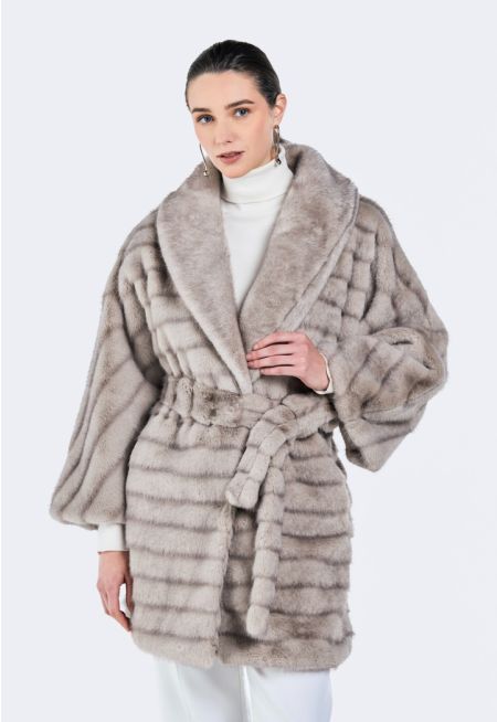 Striped Faux Fur Jacket