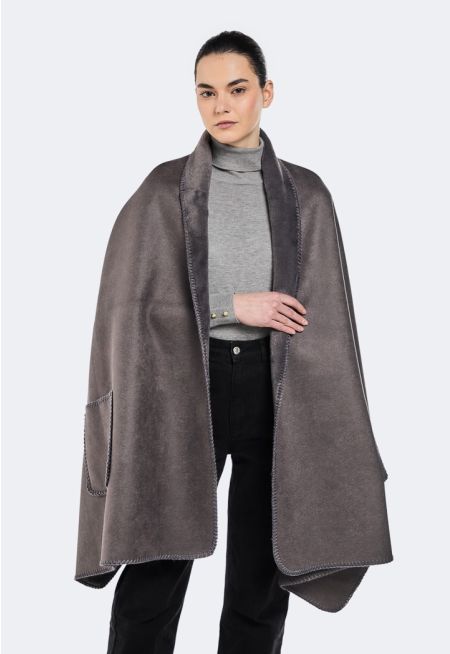 Suede Winter Poncho
