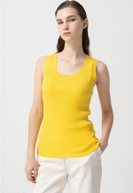 Solid knitted Sleeveless Top