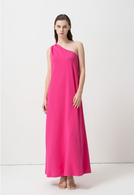 Single Tone One Shoulder Maxi Dress