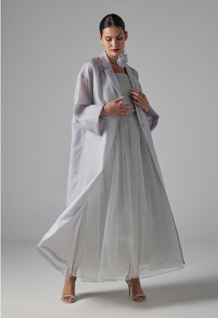 Solid Textured Oversized Abaya