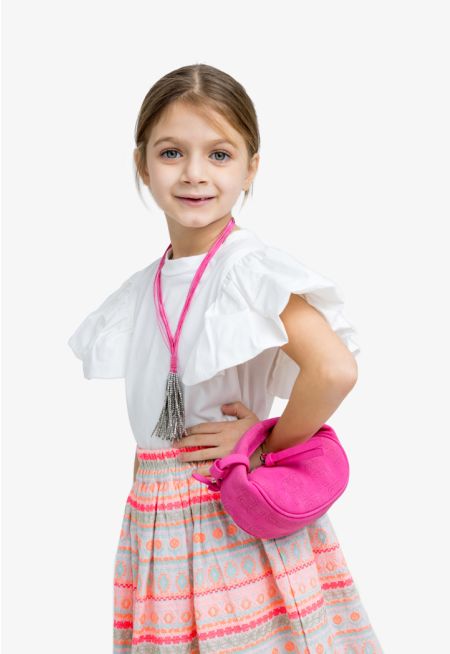 Ruffled Sleeves Solid T Shirt
