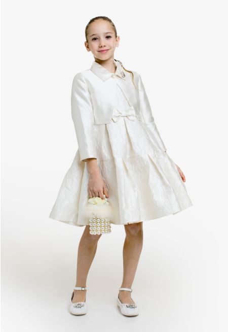 Textured Dress and Jacket Set