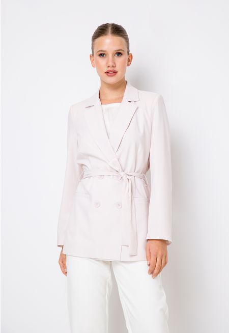 Double Breasted Notched Collar Blazer