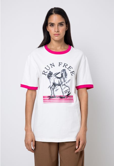 Horse Print Motif T-Shirt