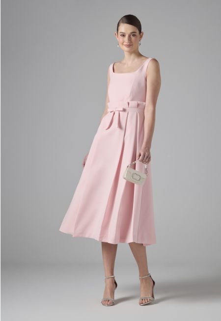 Solid Sleeveless Pleated Dress