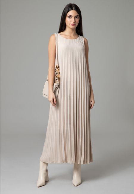 A-Line Cut Sleeveless Solid Dress