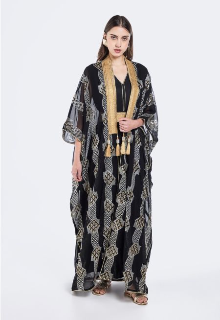 Abaya and Sleeveless Dress Set (2PCS)