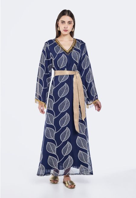 Embroidered Belted Maxi Dress- Rmadan Style