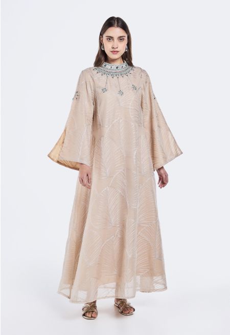 Embroidered Crystal Embellished Dress- Ramadan Style