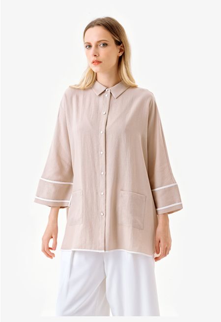 Solid Button Up Long Sleeve Shirt