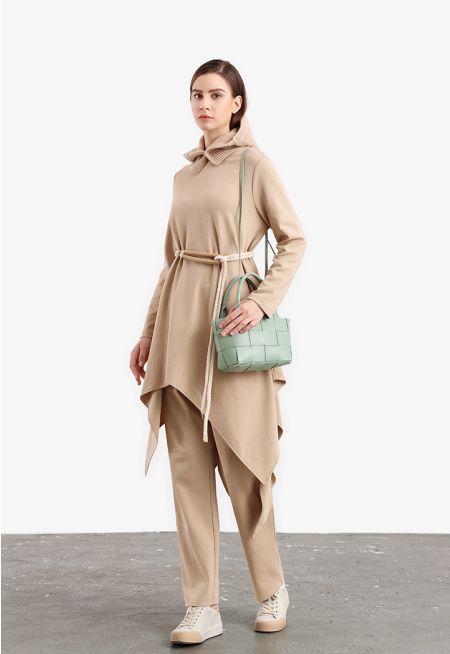 Solid Wrap Pullover Straight Leg Trouser -Sale