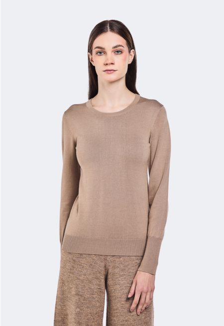 Solid Knitted Long Sleeve Top